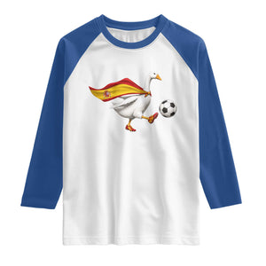Spain Soccer Goose Raglan Shirt Spanish Flag Patriotic Football Fan Graphic TS10 White Royal Print Your Wear
