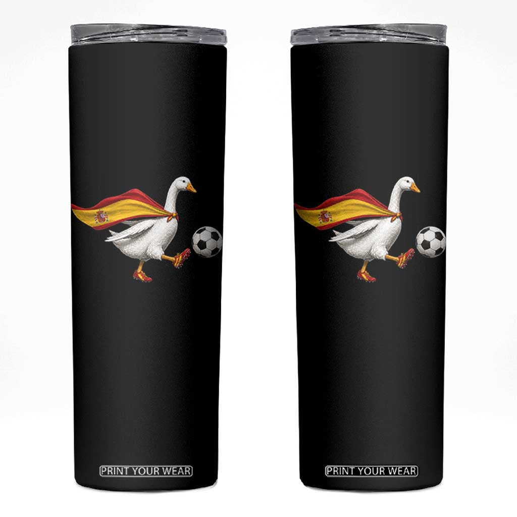 Spain Soccer Goose Skinny Tumbler Spanish Flag Patriotic Football Fan Graphic TS10 Black Print Your Wear