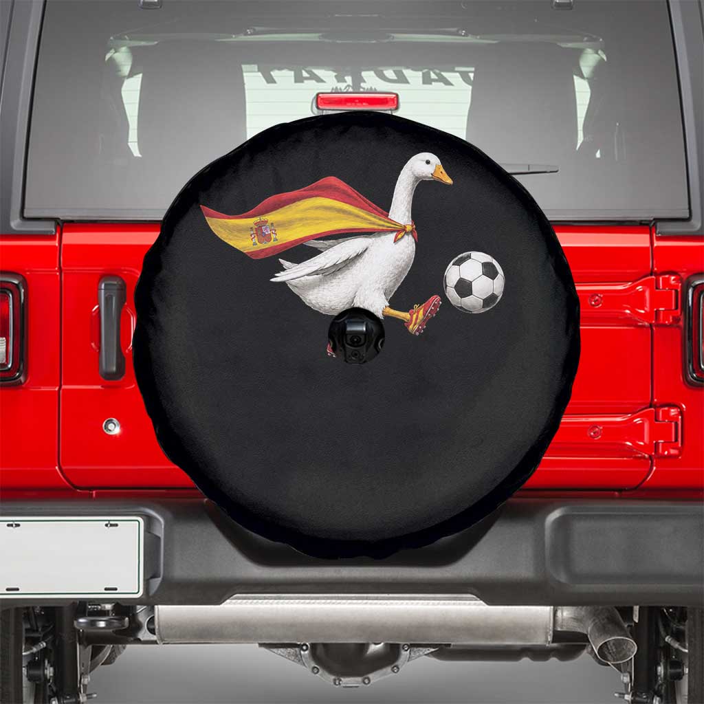 Spain Soccer Goose Spare Tire Cover Spanish Flag Patriotic Football Fan Graphic TS10 Black Print Your Wear
