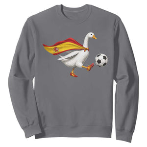 Spain Soccer Goose Sweatshirt Spanish Flag Patriotic Football Fan Graphic TS10 Charcoal Print Your Wear