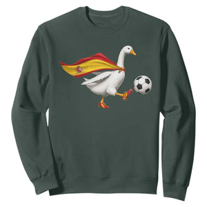 Spain Soccer Goose Sweatshirt Spanish Flag Patriotic Football Fan Graphic TS10 Dark Forest Green Print Your Wear