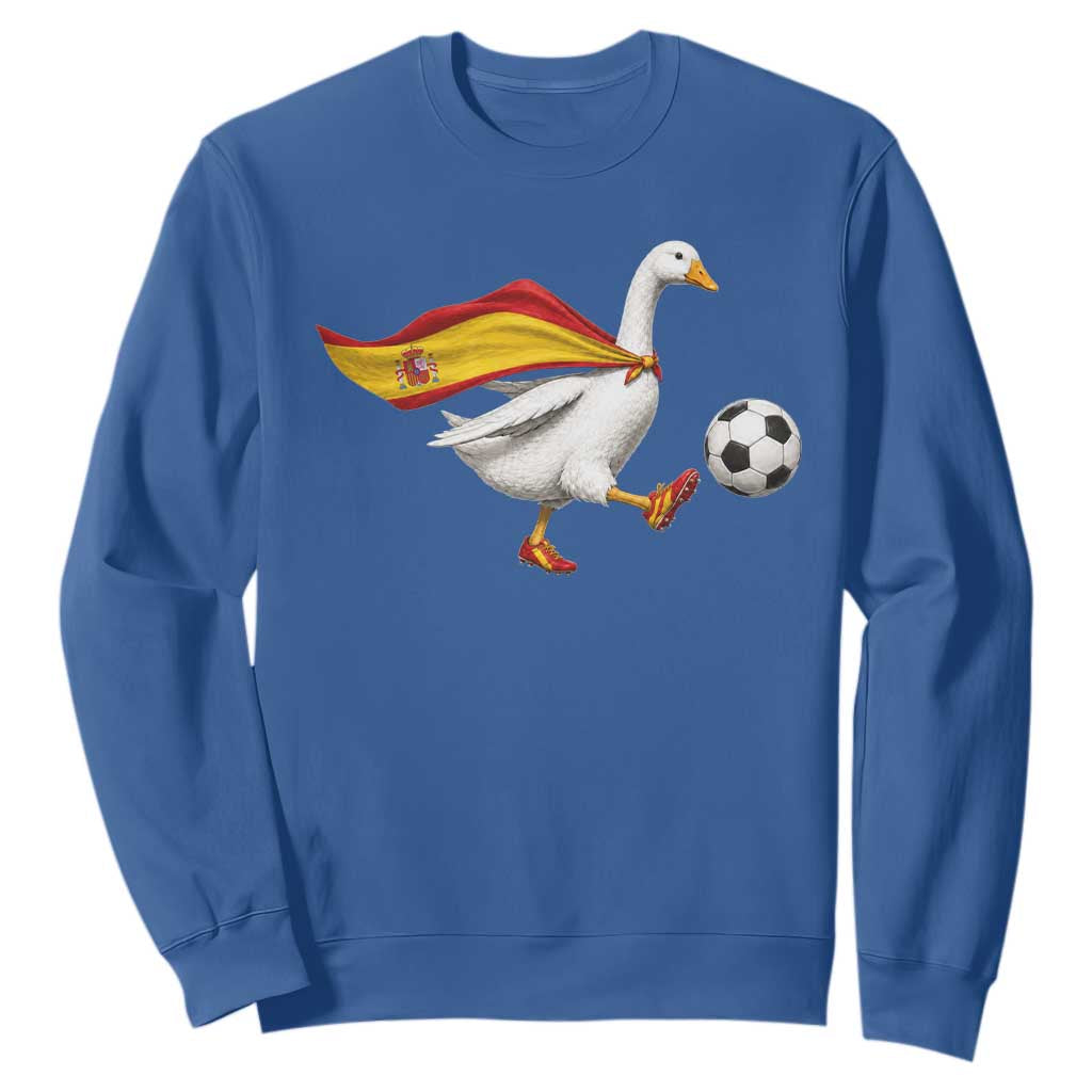 Spain Soccer Goose Sweatshirt Spanish Flag Patriotic Football Fan Graphic TS10 Royal Blue Print Your Wear