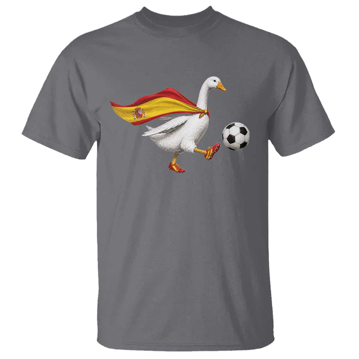 Spain Soccer Goose T Shirt Spanish Flag Patriotic Football Fan Graphic TS10 Charcoal Print Your Wear