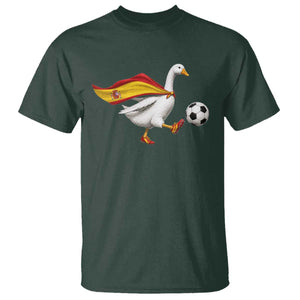 Spain Soccer Goose T Shirt Spanish Flag Patriotic Football Fan Graphic TS10 Dark Forest Green Print Your Wear