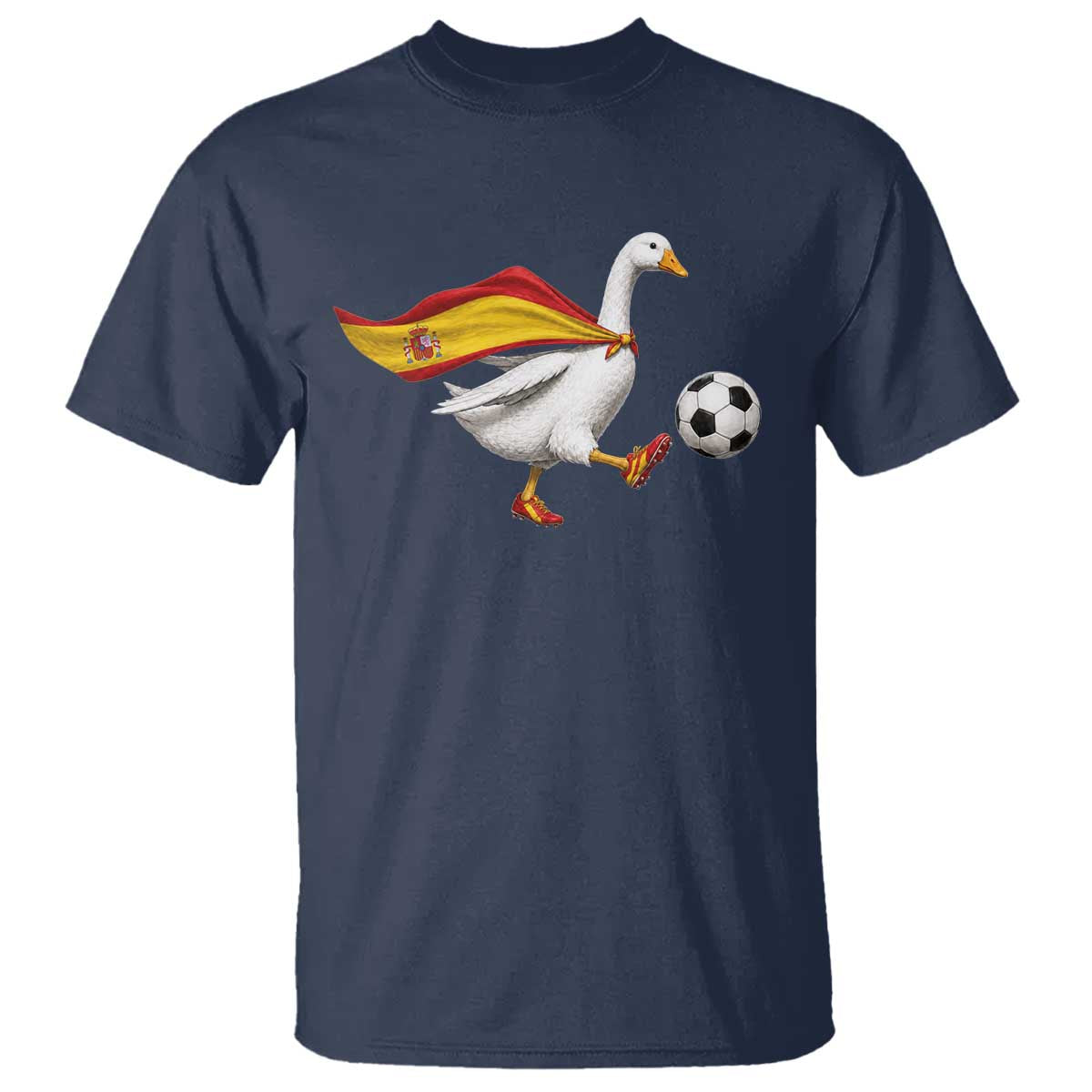 Spain Soccer Goose T Shirt Spanish Flag Patriotic Football Fan Graphic TS10 Navy Print Your Wear