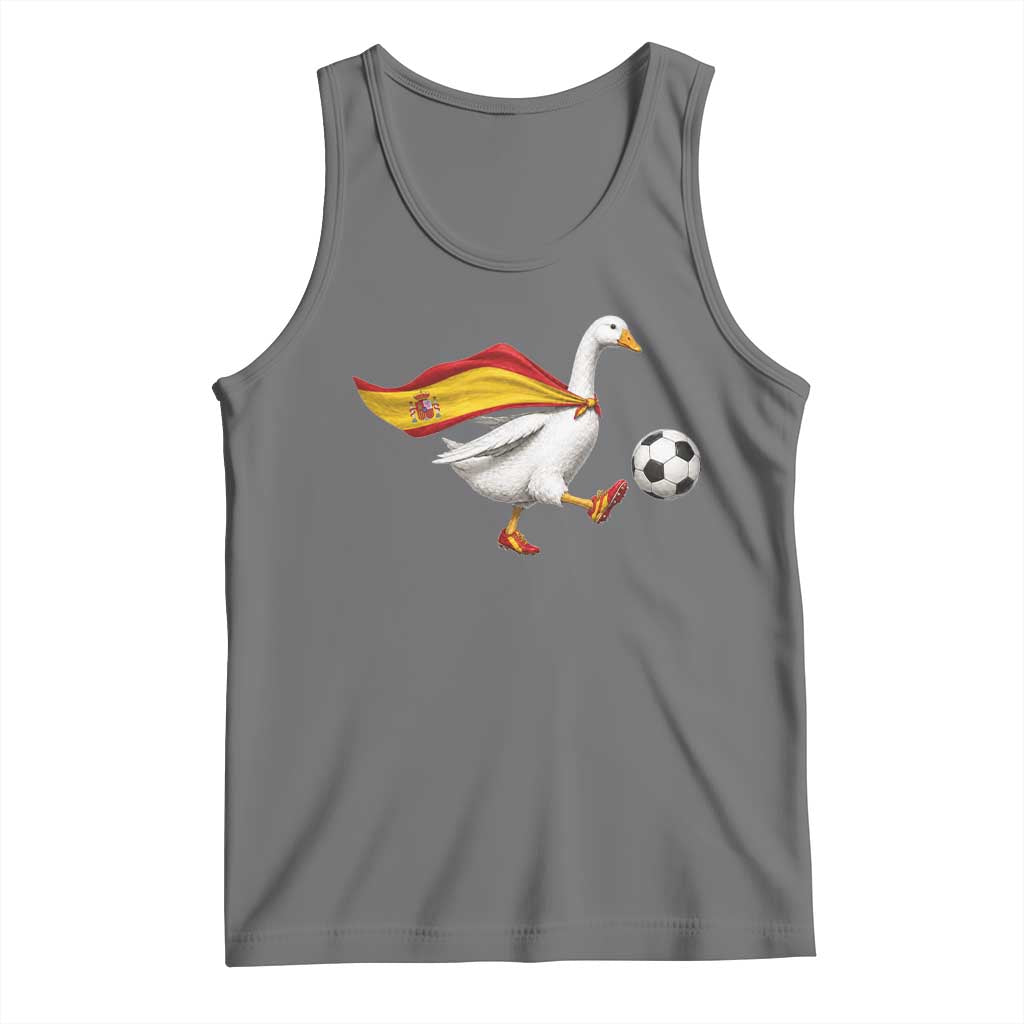 Spain Soccer Goose Tank Top Spanish Flag Patriotic Football Fan Graphic TS10 Black Heather Print Your Wear