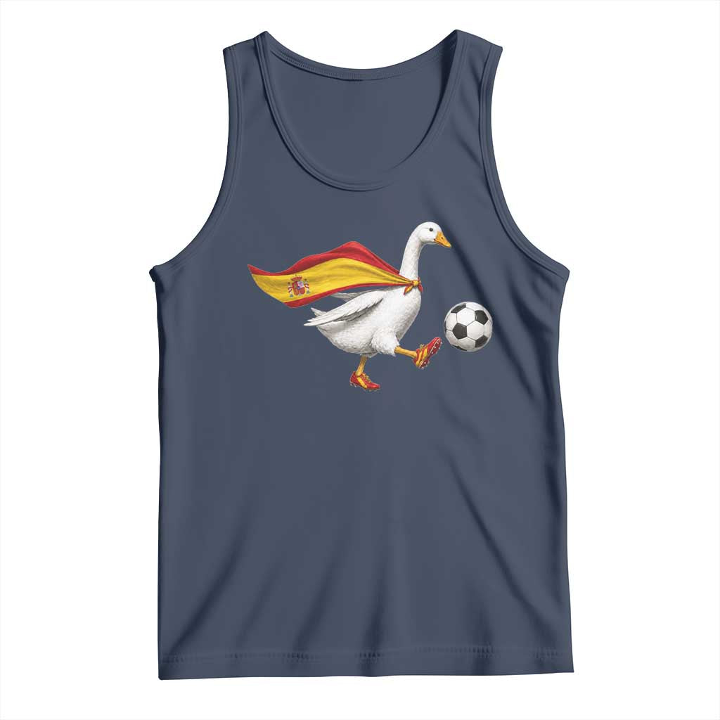 Spain Soccer Goose Tank Top Spanish Flag Patriotic Football Fan Graphic TS10 Navy Print Your Wear