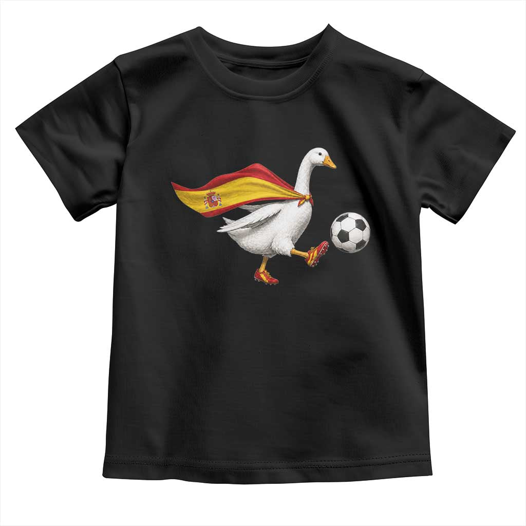 Spain Soccer Goose Toddler T Shirt Spanish Flag Patriotic Football Fan Graphic TS10 Black Print Your Wear