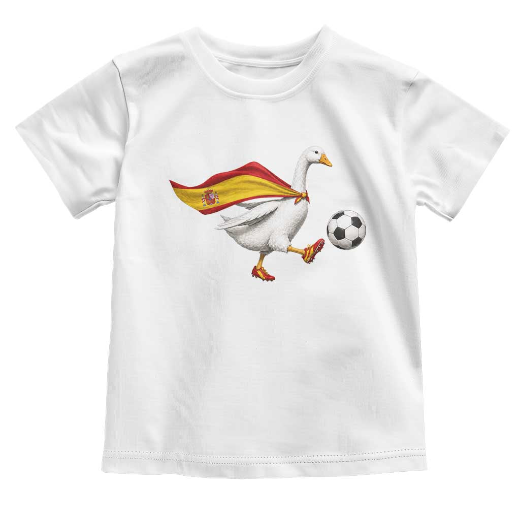 Spain Soccer Goose Toddler T Shirt Spanish Flag Patriotic Football Fan Graphic TS10 White Print Your Wear