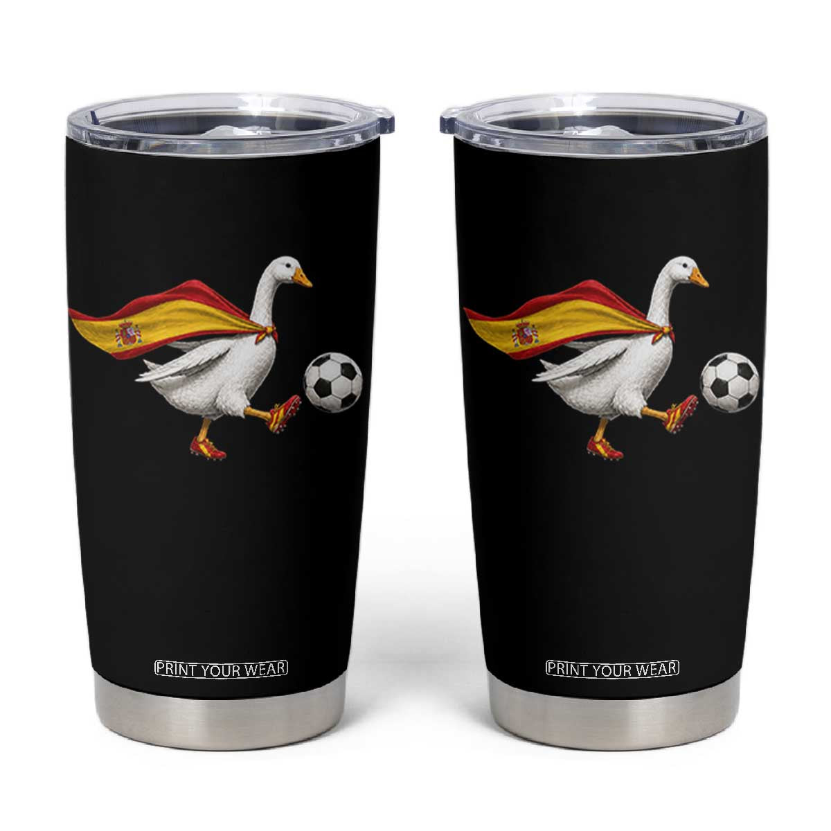 Spain Soccer Goose Tumbler Cup Spanish Flag Patriotic Football Fan Graphic TS10 Black Print Your Wear