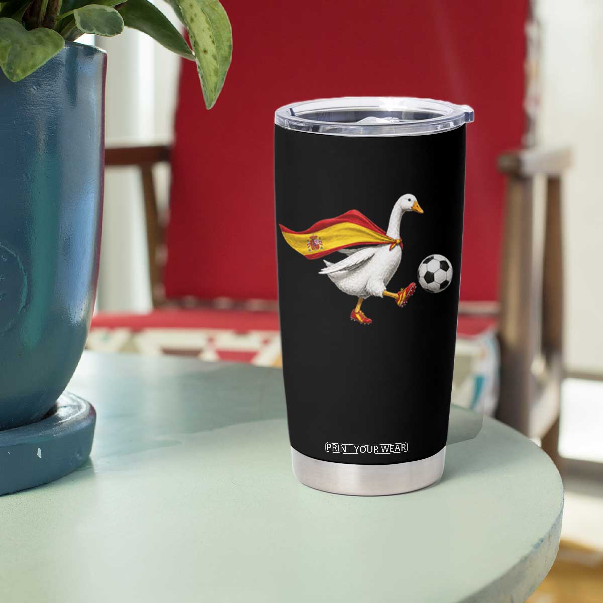 Spain Soccer Goose Tumbler Cup Spanish Flag Patriotic Football Fan Graphic TS10 Print Your Wear