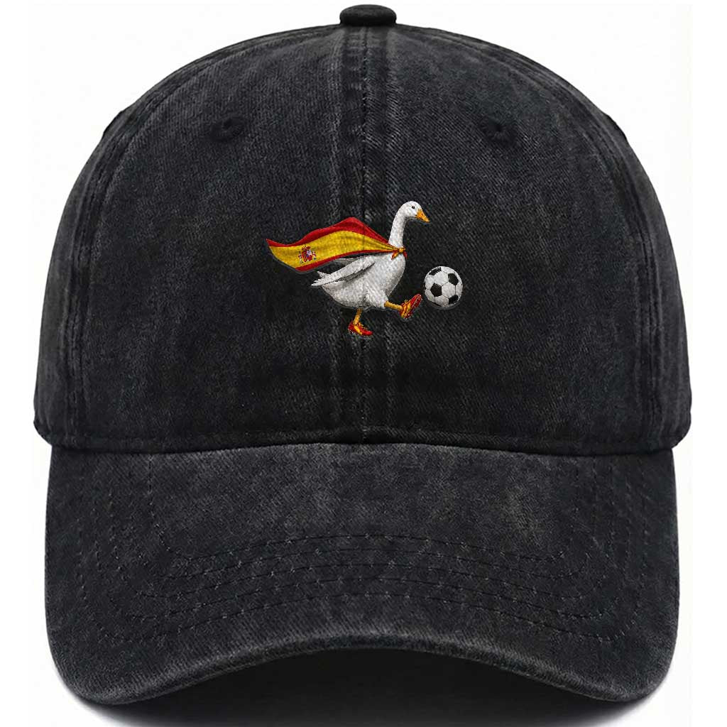 Spain Soccer Goose Washed Cotton Baseball Cap Spanish Flag Patriotic Football Fan Graphic TS10 Print Your Wear