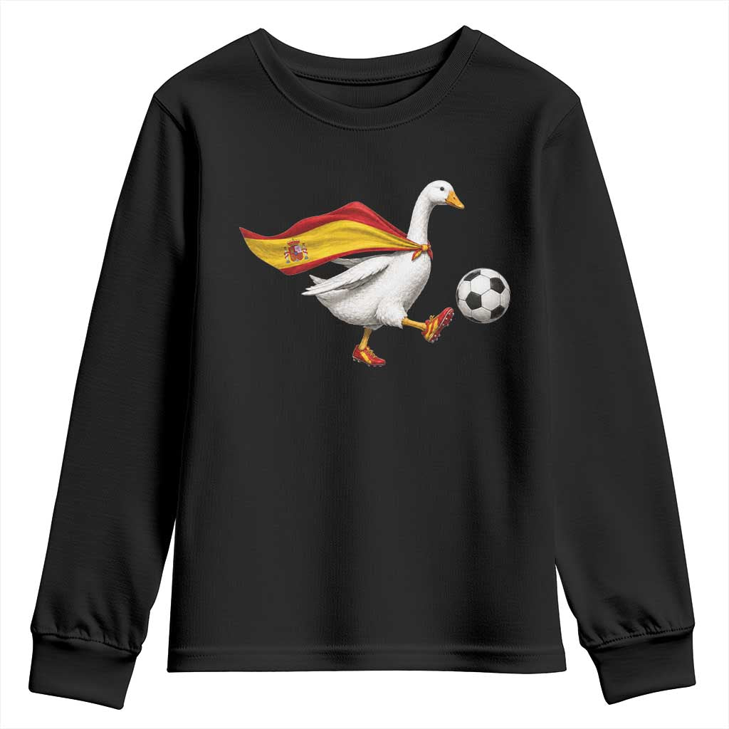 Spain Soccer Goose Youth Sweatshirt Spanish Flag Patriotic Football Fan Graphic TS10 Black Print Your Wear