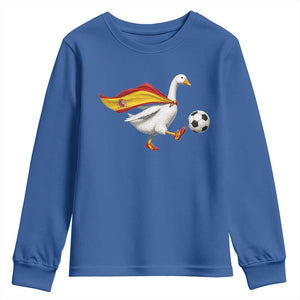 Spain Soccer Goose Youth Sweatshirt Spanish Flag Patriotic Football Fan Graphic TS10 Royal Blue Print Your Wear