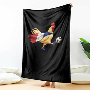 Funny France Soccer Throw Blanket Rooster Wearing French Flag Patriotic Football Fan Graphic TS10 Print Your Wear