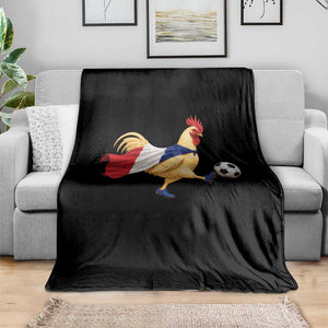 Funny France Soccer Throw Blanket Rooster Wearing French Flag Patriotic Football Fan Graphic TS10 Print Your Wear