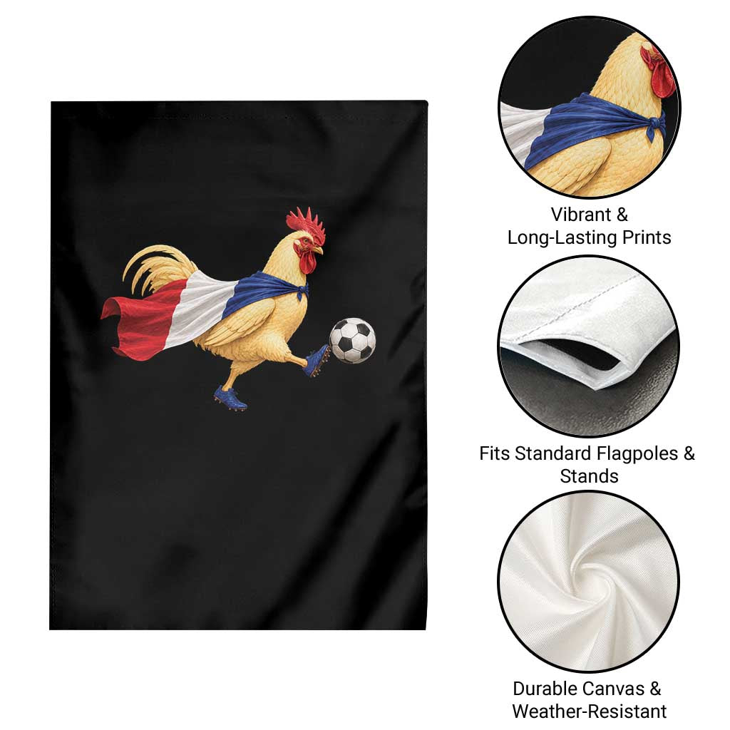 Funny France Soccer Garden Flag Rooster Wearing French Flag Patriotic Football Fan Graphic TS10 Print Your Wear
