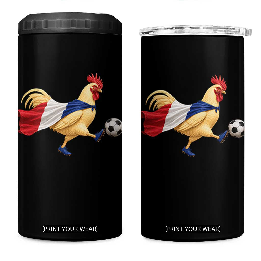 Funny France Soccer 4 in 1 Can Cooler Tumbler Rooster Wearing French Flag Patriotic Football Fan Graphic TS10 One Size: 16 oz Black Print Your Wear