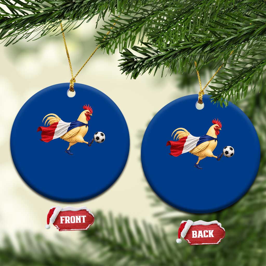Funny France Soccer Ceramic Ornament Rooster Wearing French Flag Patriotic Football Fan Graphic TS10 1pc Blue Print Your Wear