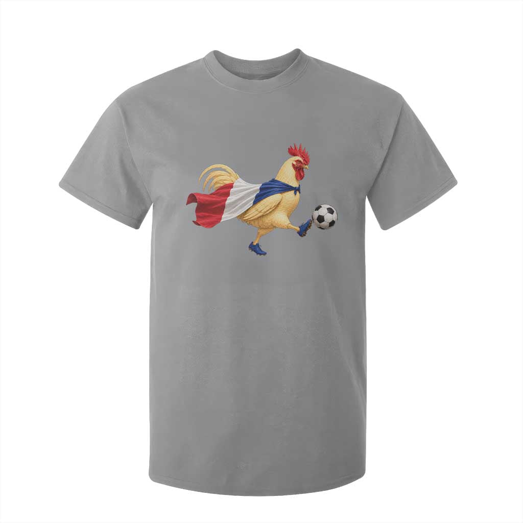 Funny France Soccer T Shirt For Kid Rooster Wearing French Flag Patriotic Football Fan Graphic TS10 Sport Gray Print Your Wear