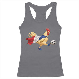 Funny France Soccer Racerback Tank Top Rooster Wearing French Flag Patriotic Football Fan Graphic TS10 Charcoal Print Your Wear