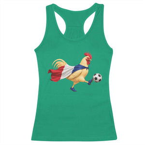 Funny France Soccer Racerback Tank Top Rooster Wearing French Flag Patriotic Football Fan Graphic TS10 Irish Green Print Your Wear
