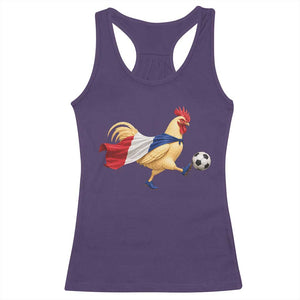 Funny France Soccer Racerback Tank Top Rooster Wearing French Flag Patriotic Football Fan Graphic TS10 Purple Print Your Wear