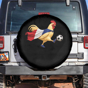 Funny France Soccer Spare Tire Cover Rooster Wearing French Flag Patriotic Football Fan Graphic TS10 No hole Black Print Your Wear