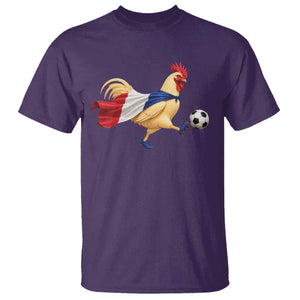 Funny France Soccer T Shirt Rooster Wearing French Flag Patriotic Football Fan Graphic TS10 Purple Print Your Wear