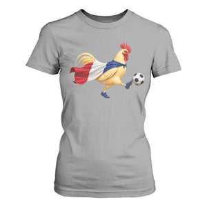 Funny France Soccer T Shirt For Women Rooster Wearing French Flag Patriotic Football Fan Graphic TS10 Sport Gray Print Your Wear