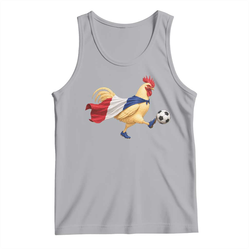 Funny France Soccer Tank Top Rooster Wearing French Flag Patriotic Football Fan Graphic TS10 Athletic Heather Print Your Wear