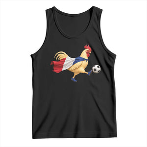 Funny France Soccer Tank Top Rooster Wearing French Flag Patriotic Football Fan Graphic TS10 Black Print Your Wear