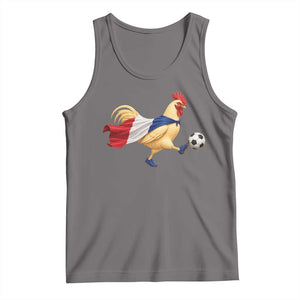 Funny France Soccer Tank Top Rooster Wearing French Flag Patriotic Football Fan Graphic TS10 Deep Heather Print Your Wear