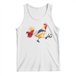 Funny France Soccer Tank Top Rooster Wearing French Flag Patriotic Football Fan Graphic TS10 White Print Your Wear