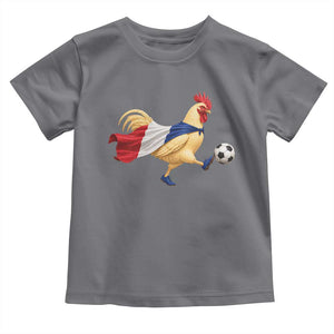 Funny France Soccer Toddler T Shirt Rooster Wearing French Flag Patriotic Football Fan Graphic TS10 Charcoal Print Your Wear