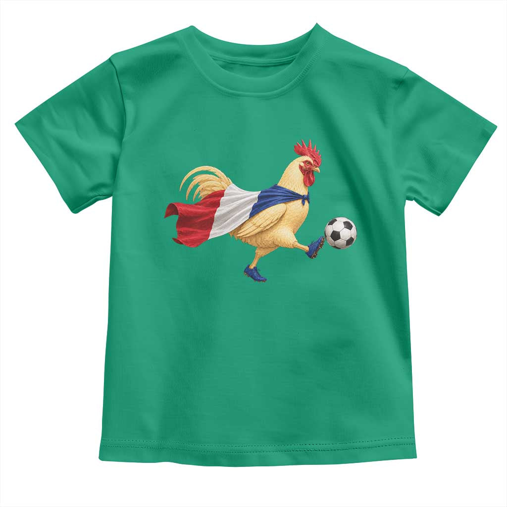 Funny France Soccer Toddler T Shirt Rooster Wearing French Flag Patriotic Football Fan Graphic TS10 Irish Green Print Your Wear