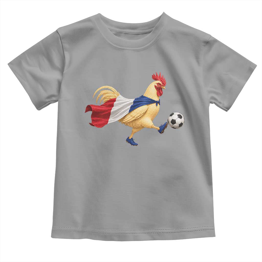 Funny France Soccer Toddler T Shirt Rooster Wearing French Flag Patriotic Football Fan Graphic TS10 Sport Gray Print Your Wear