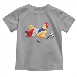 Funny France Soccer Toddler T Shirt Rooster Wearing French Flag Patriotic Football Fan Graphic TS10 Sport Gray Print Your Wear