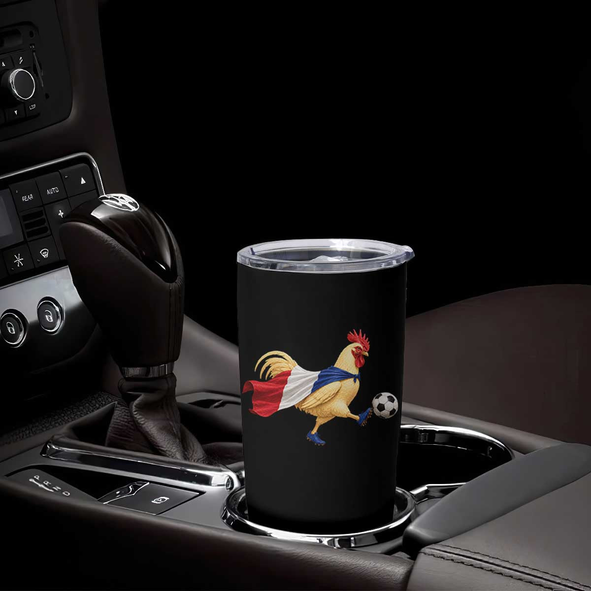 Funny France Soccer Tumbler Cup Rooster Wearing French Flag Patriotic Football Fan Graphic TS10 Print Your Wear