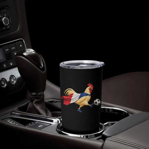 Funny France Soccer Tumbler Cup Rooster Wearing French Flag Patriotic Football Fan Graphic TS10 Print Your Wear