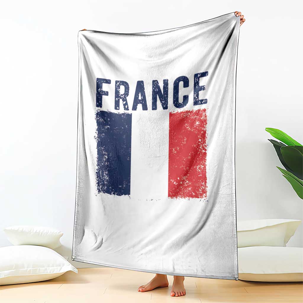 Vintage France Flag Distressed French Pride Patriotic Soccer Fan Graphic Throw Blanket TS10 Print Your Wear