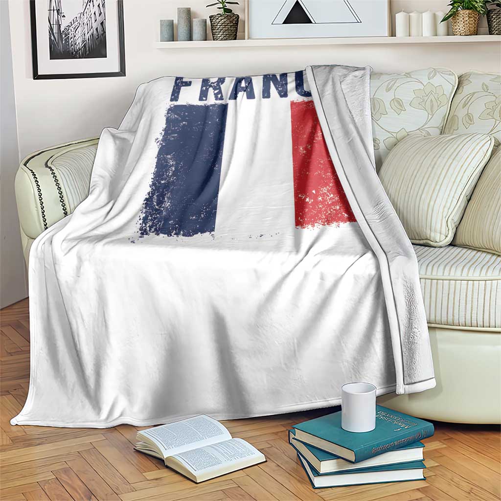 Vintage France Flag Distressed French Pride Patriotic Soccer Fan Graphic Throw Blanket TS10 Print Your Wear