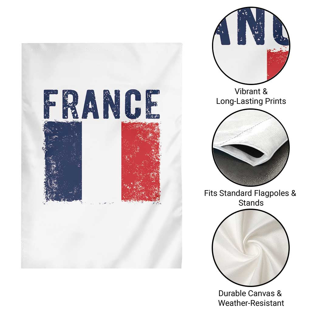 Vintage France Flag Distressed French Pride Patriotic Soccer Fan Graphic Garden Flag TS10 Print Your Wear
