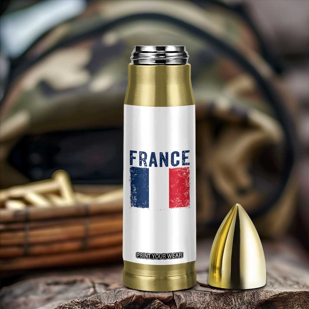 Vintage France Flag Distressed French Pride Patriotic Soccer Fan Graphic Bullet Tumbler TS10 Print Your Wear