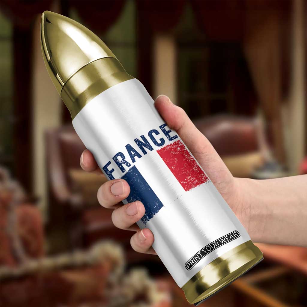 Vintage France Flag Distressed French Pride Patriotic Soccer Fan Graphic Bullet Tumbler TS10 Print Your Wear