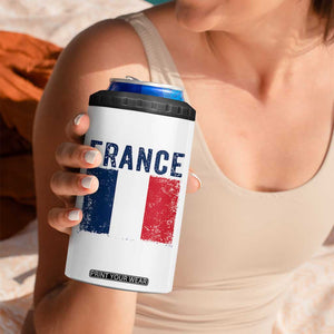 Vintage France Flag Distressed French Pride Patriotic Soccer Fan Graphic 4 in 1 Can Cooler Tumbler TS10 Print Your Wear