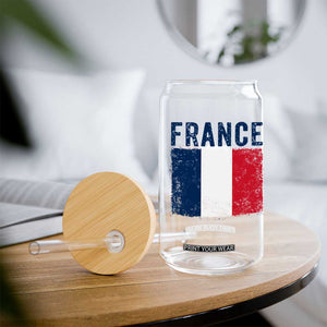 Vintage France Flag Distressed French Pride Patriotic Soccer Fan Graphic Glass Can TS10 Print Your Wear