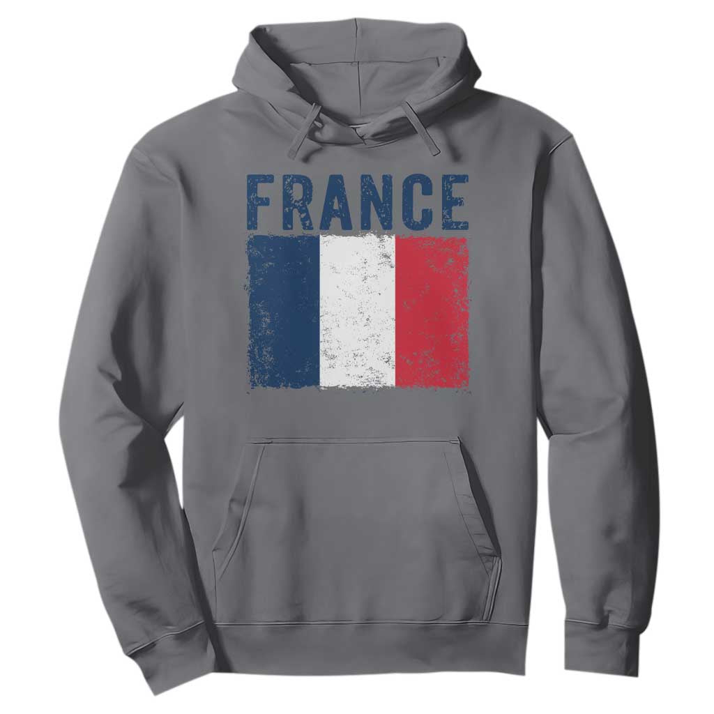 Vintage France Flag Distressed French Pride Patriotic Soccer Fan Graphic Hoodie TS10 Charcoal Print Your Wear