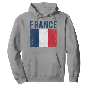 Vintage France Flag Distressed French Pride Patriotic Soccer Fan Graphic Hoodie TS10 Sport Gray Print Your Wear