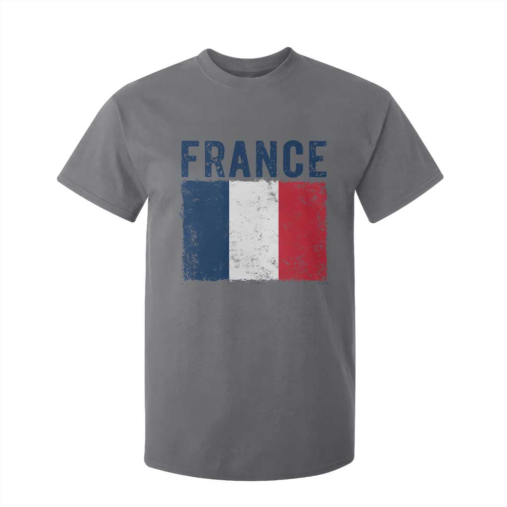 Vintage France Flag Distressed French Pride Patriotic Soccer Fan Graphic T Shirt For Kid TS10 Charcoal Print Your Wear